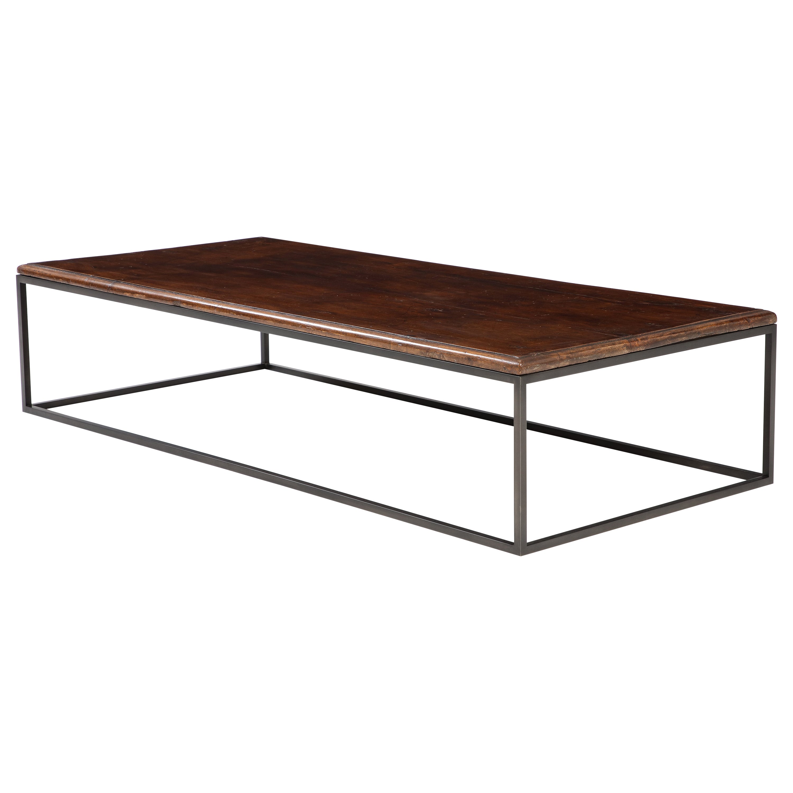 18th C. Italian Dark Walnut Coffee Table in One Thick Piece with Edge Detail