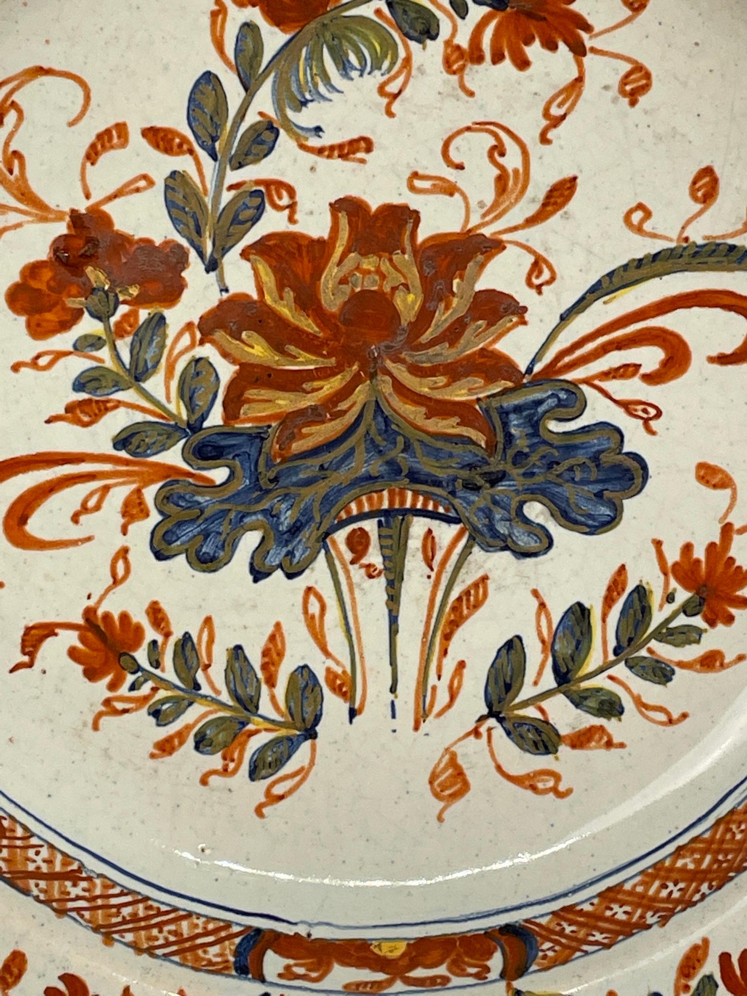 French Provincial 18th C Italian Faience Polychrome Plate For Sale