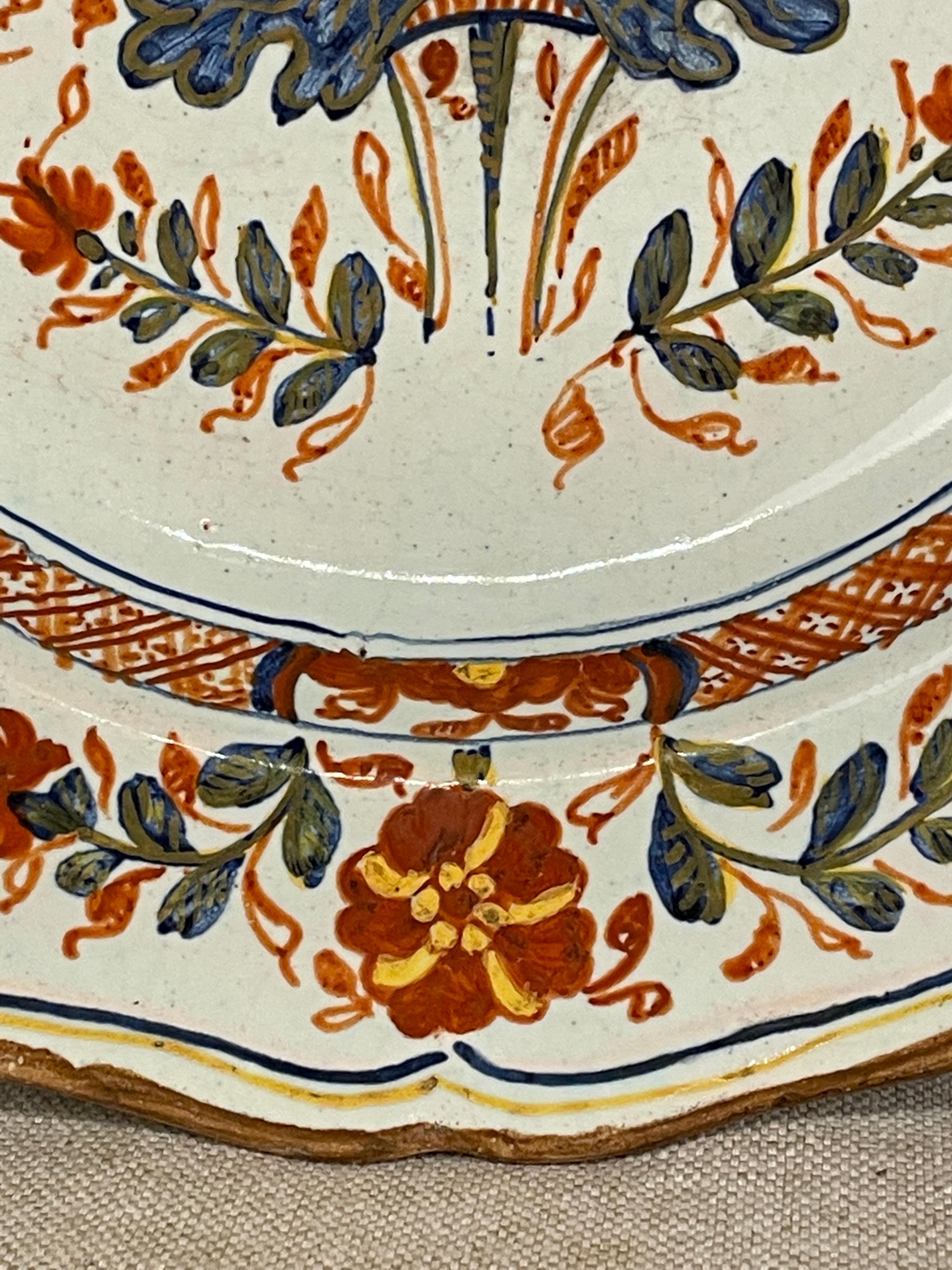 18th Century 18th C Italian Faience Polychrome Plate For Sale