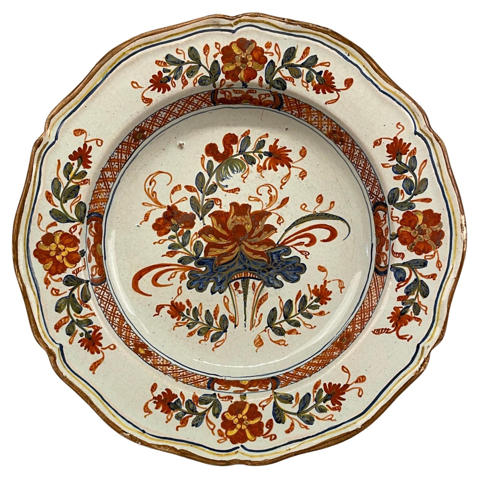 18th C Italian Faience Polychrome Plate For Sale