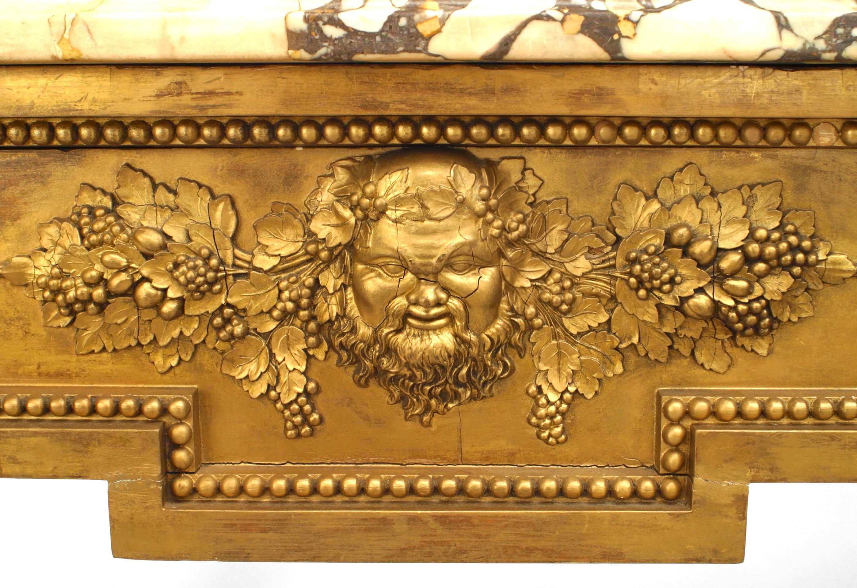 Gold Leaf Italian Neo-Classic Gilt and Marbled Console Table For Sale