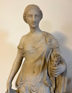 18th c. Italian Grand Tour Carved White Marble Classical Roman Statue of Flora