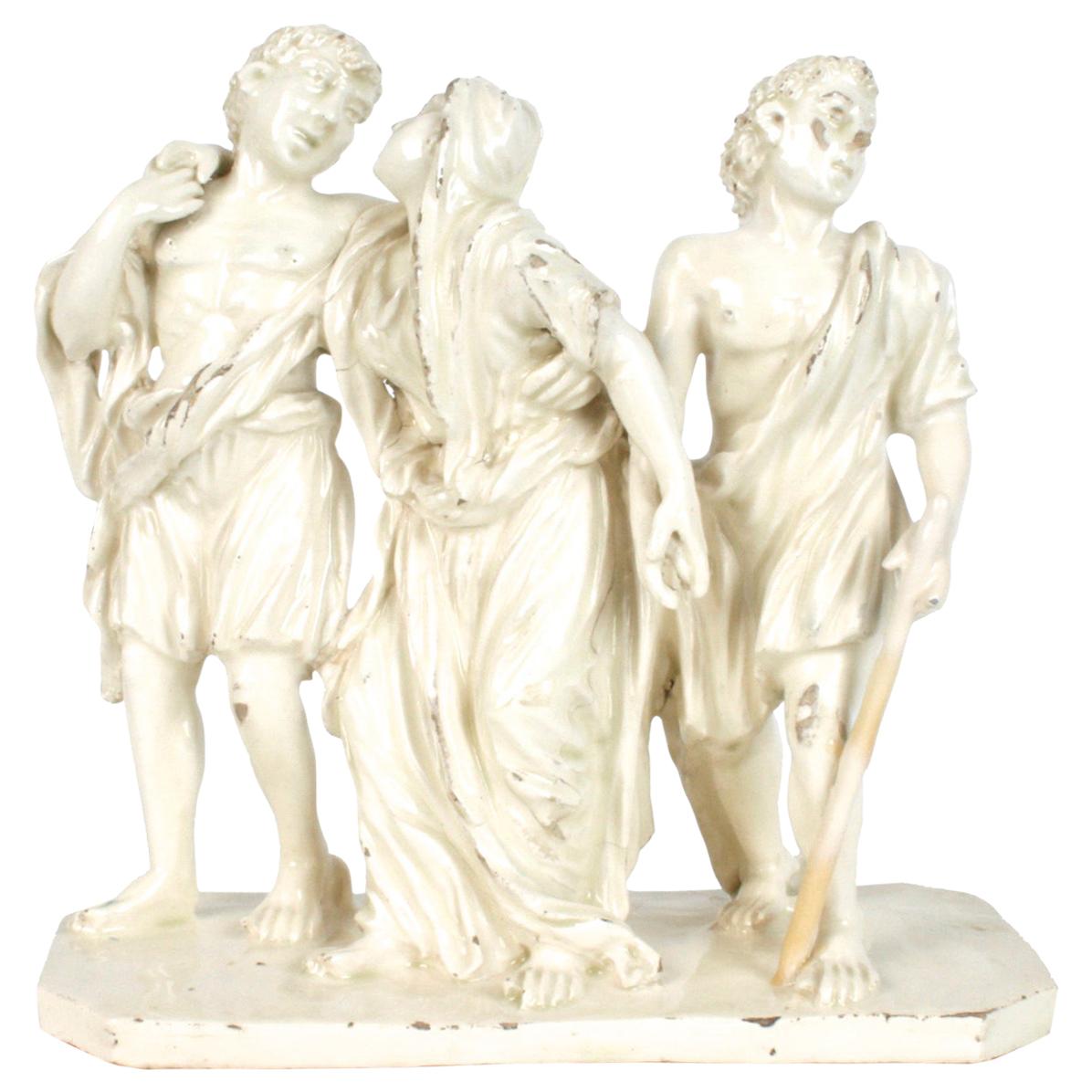 18th Century Italian Group, "Fleeing the Eruption of Mt. Vesuvius" in Pompeii For Sale