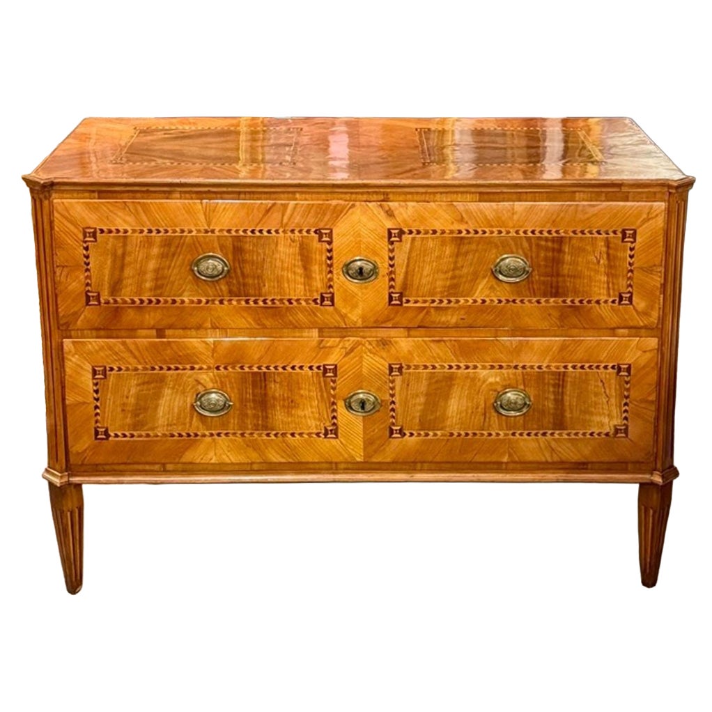 18th c. Italian Inlaid Walnut Commode For Sale