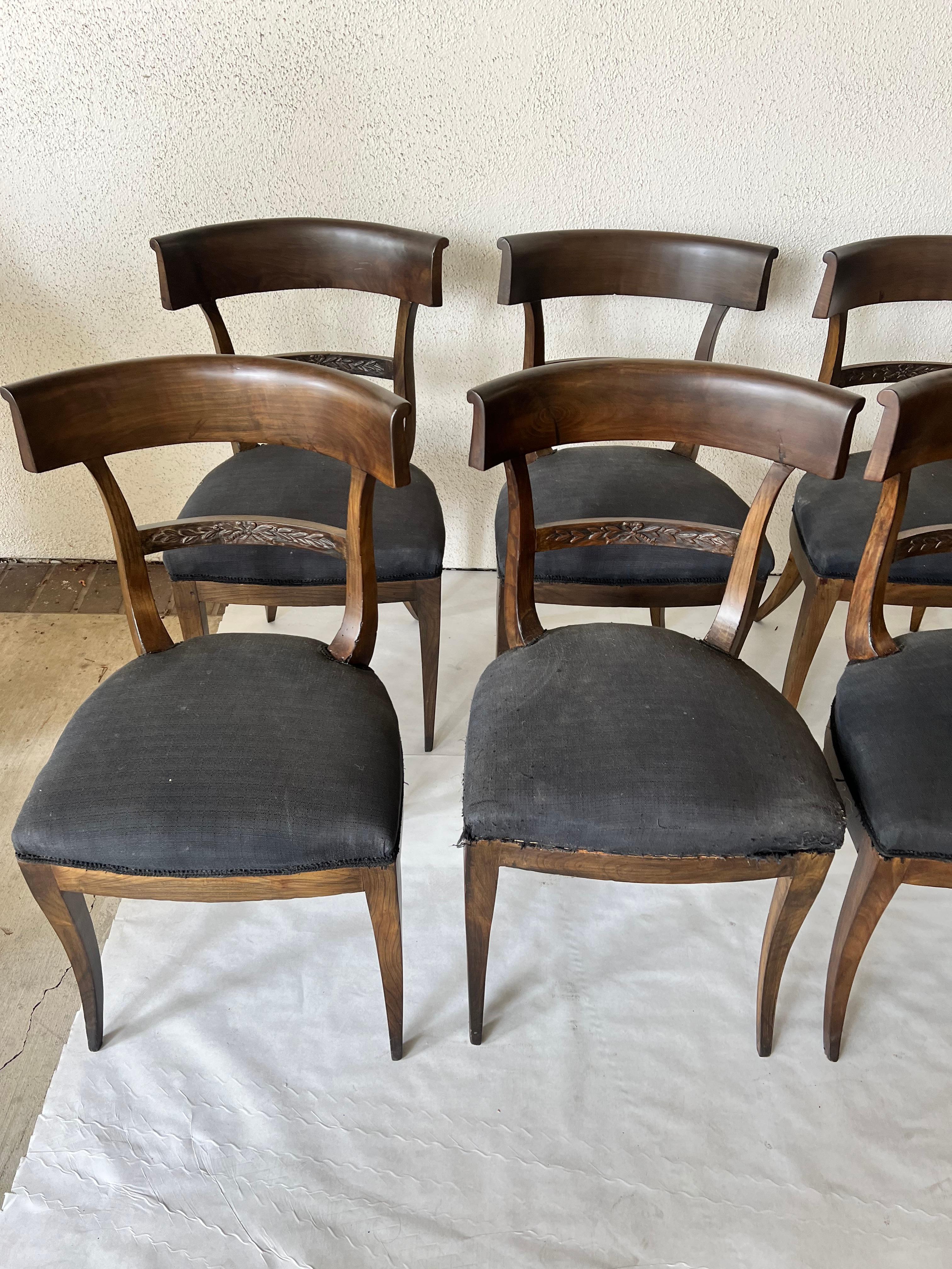 Wood 18th C Italian Klismos Chairs, Set of 10 For Sale