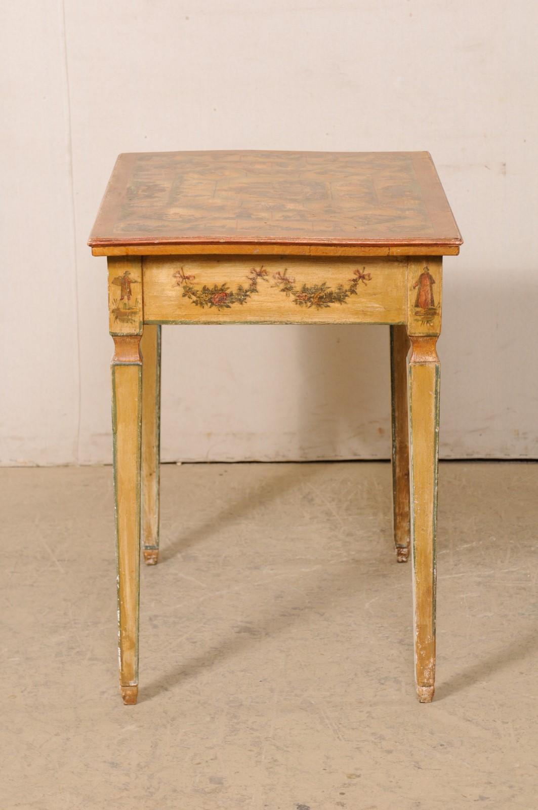 18th C. Italian Lacca Povera Accent Table or Petite Desk w/its Original Finish For Sale 1