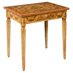 Antique 18th C. Italian Lacca Povera Accent Table or Petite Desk w/its Original Finish