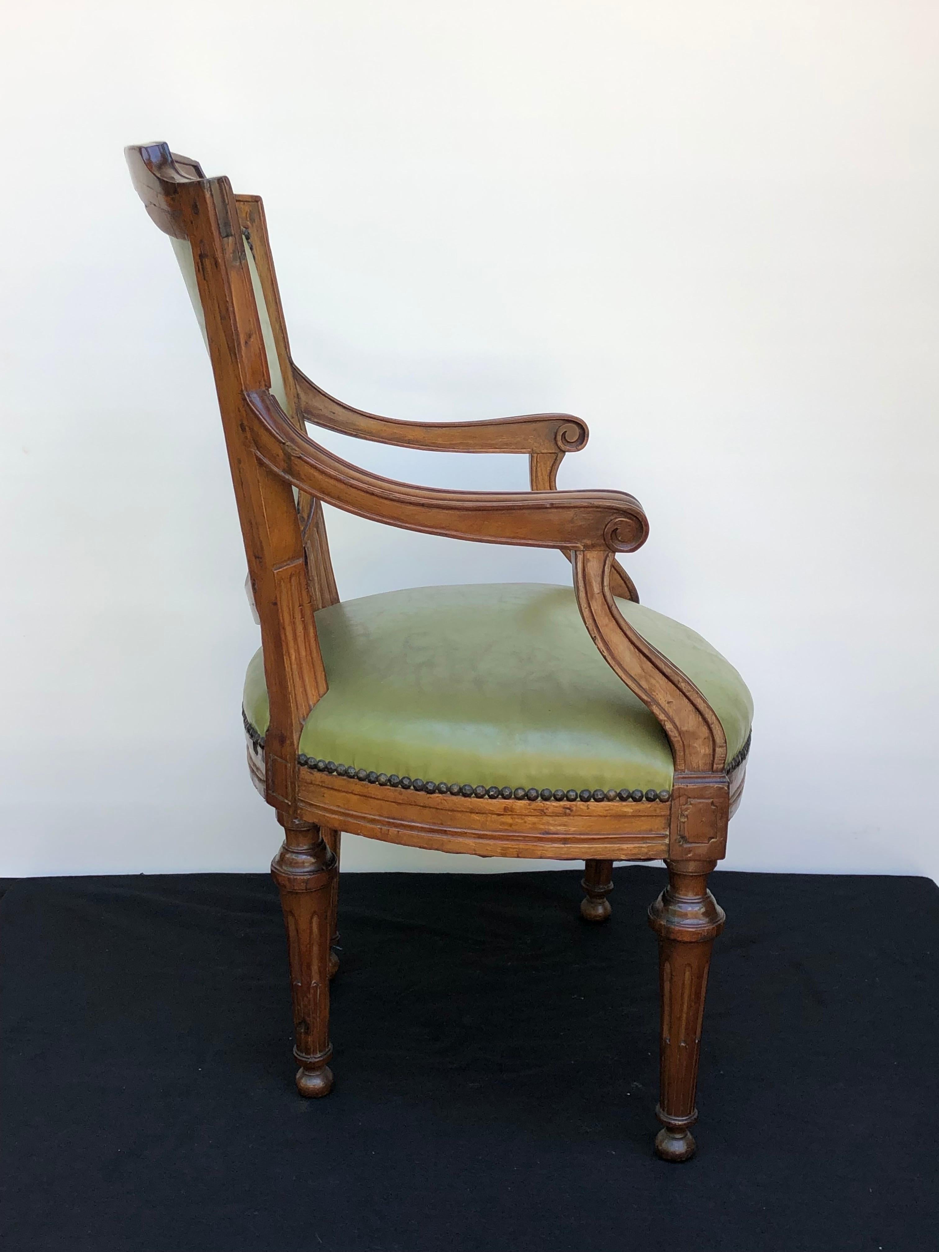  18th C. Italian Leather Arm Chairs 6