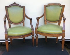 18th C. Italian Leather Arm Chairs
