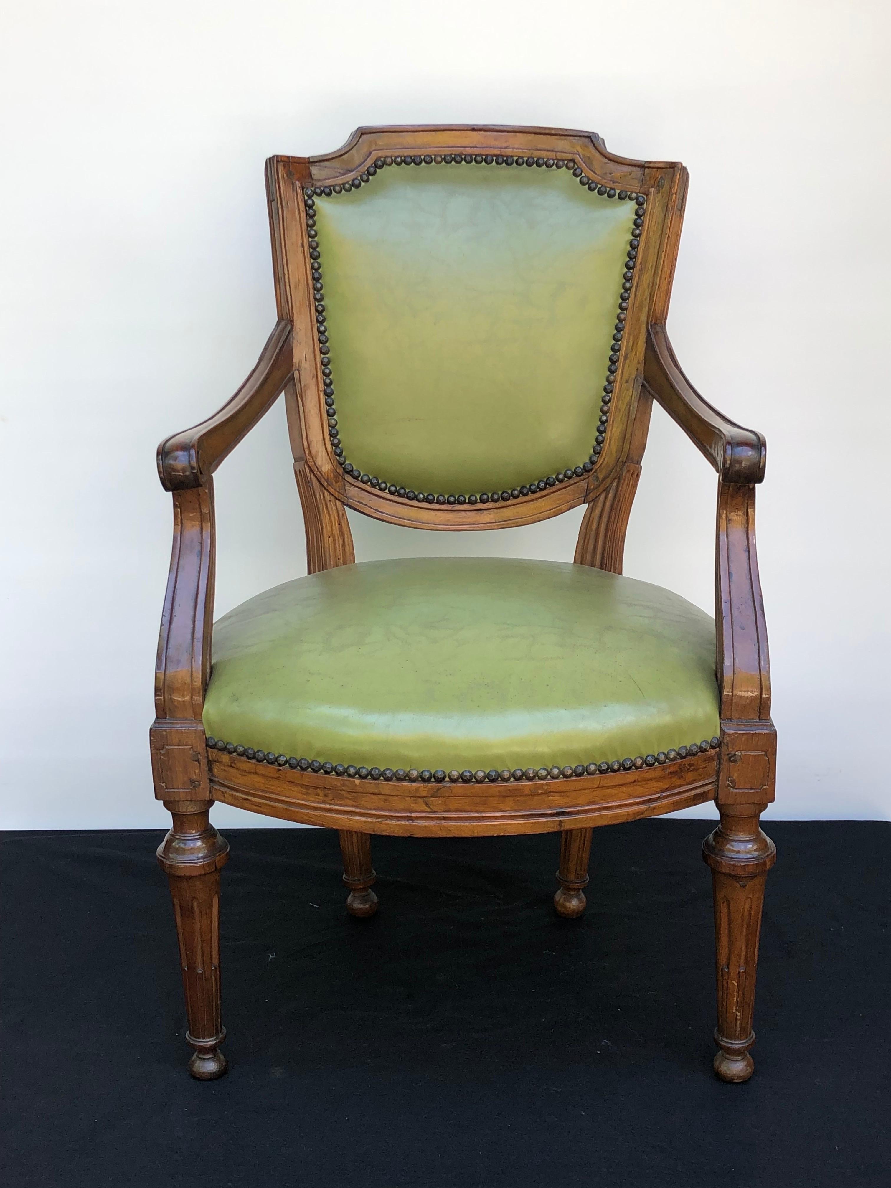  18th C. Italian Leather Arm Chairs 3