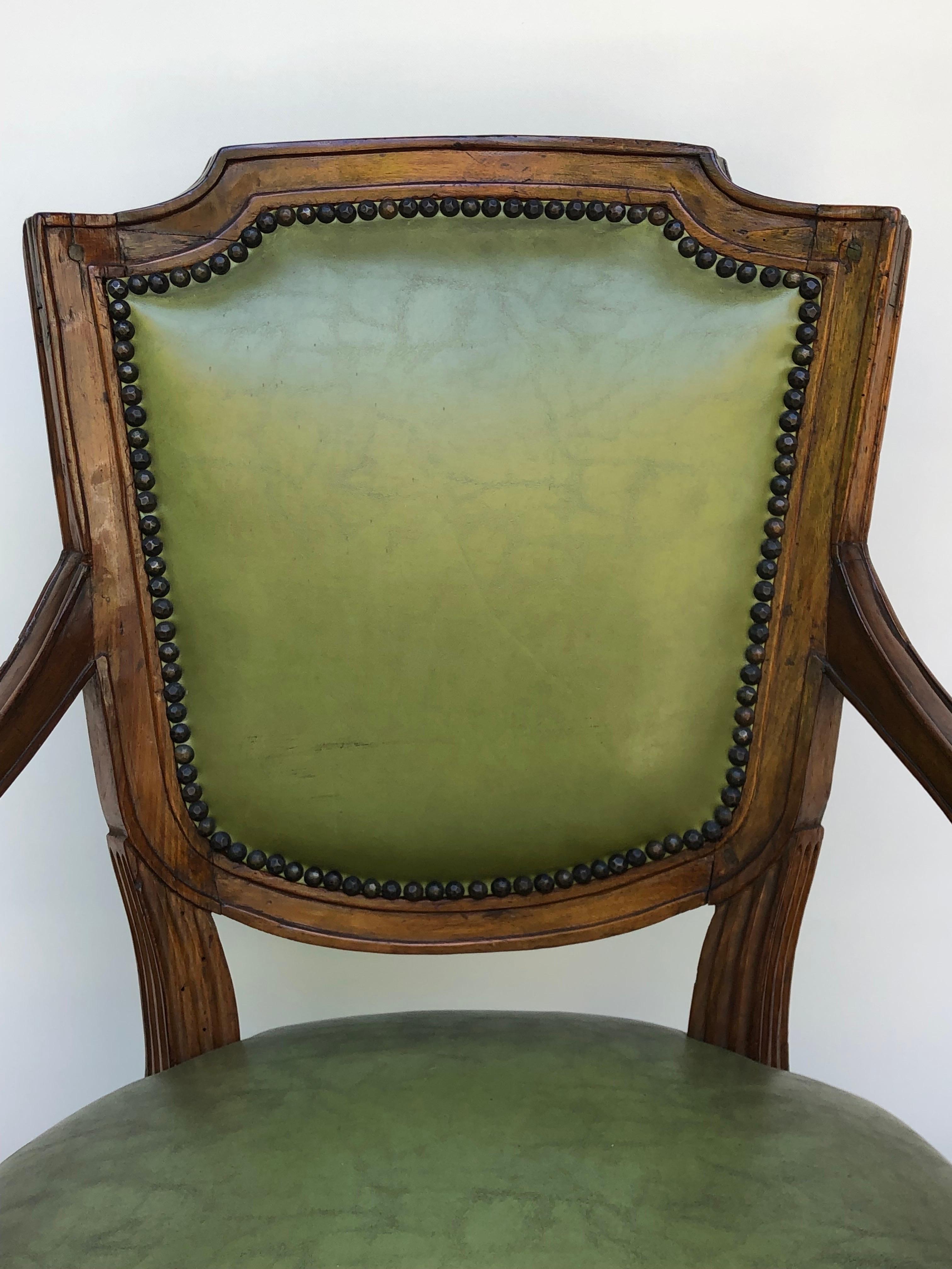  18th C. Italian Leather Arm Chairs 4