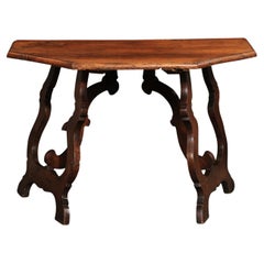 18th C. Italian Lyre-Leg Demi Side Table