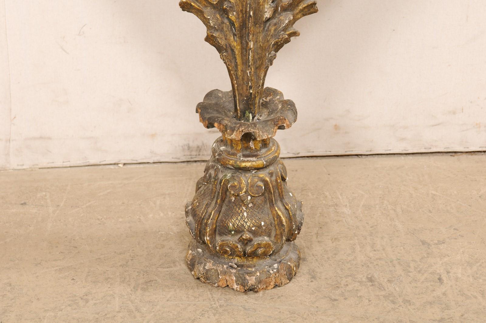 Wood 18th C. Italian Monumental Finial with its Original Finish For Sale
