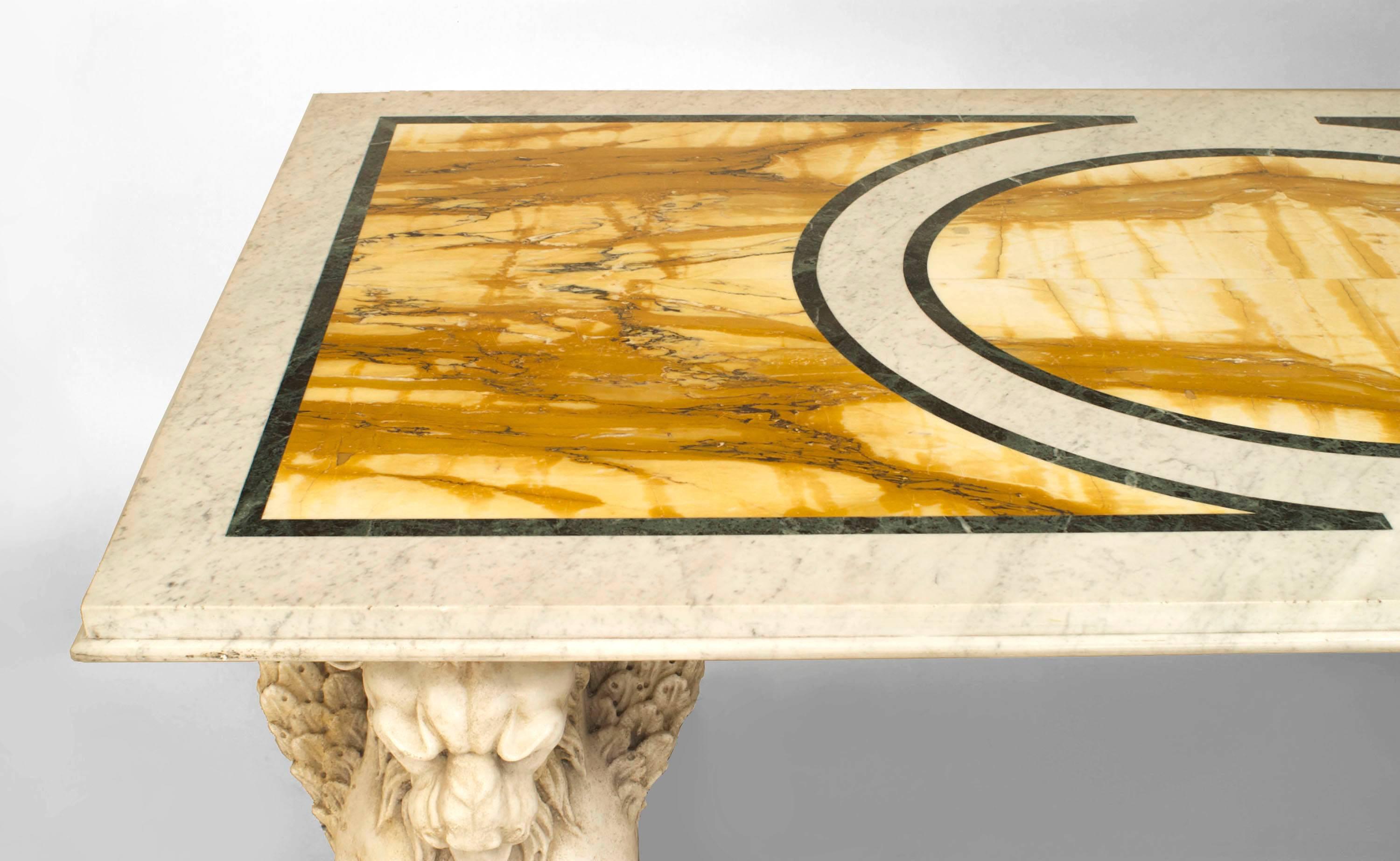 Centre de table italien néo-classique en marbre blanc Bon état - En vente à New York, NY