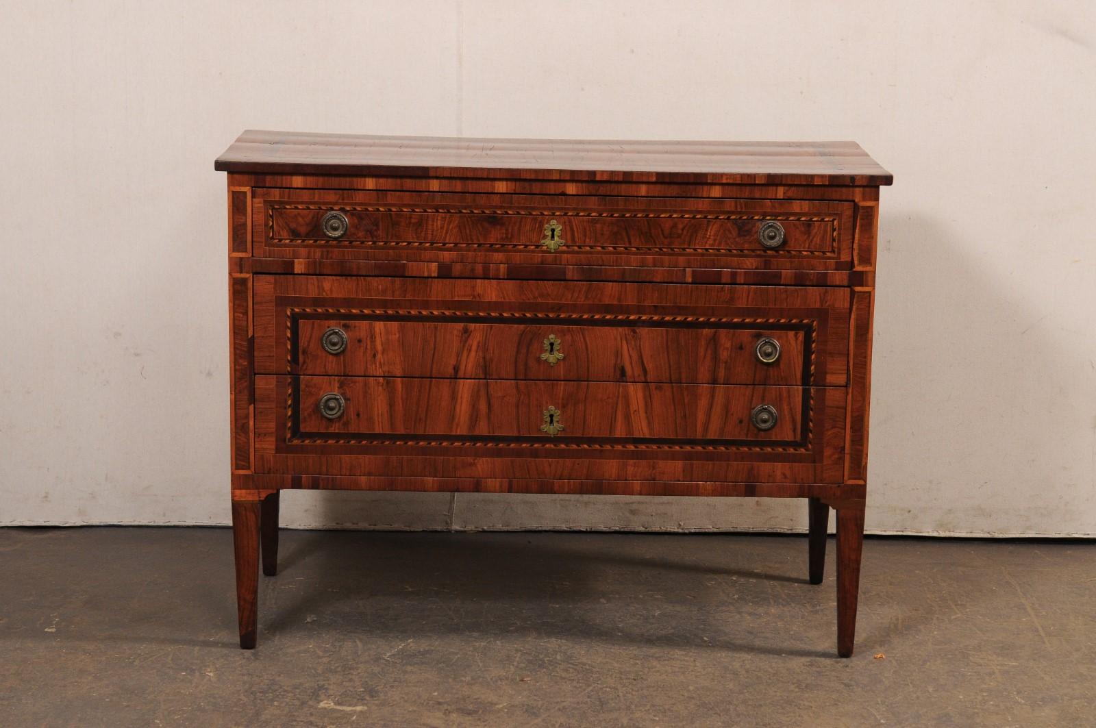 18th C. Italian Neoclassical 3-Drawer Chest w/Decorative Inlay Banding 8