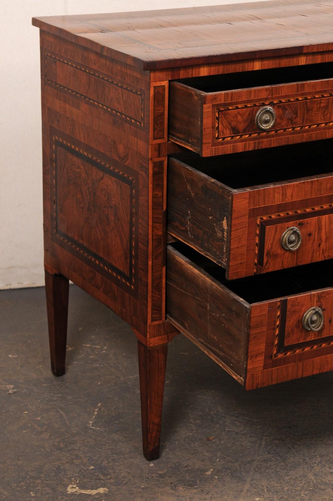 18th Century and Earlier 18th C. Italian Neoclassical 3-Drawer Chest w/Decorative Inlay Banding