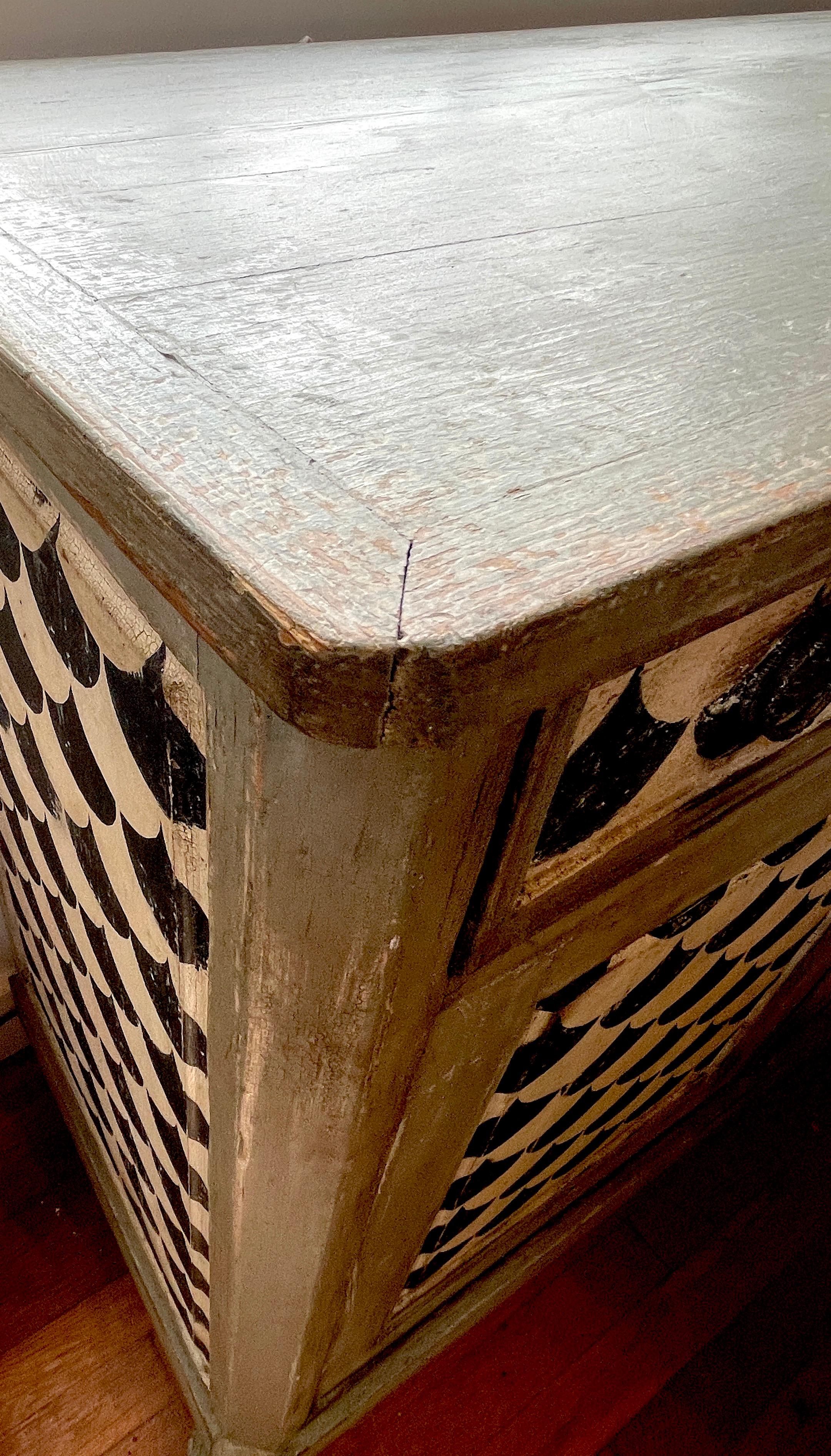 18th C Italian Neoclassical Black & White Painted Chest For Sale 5