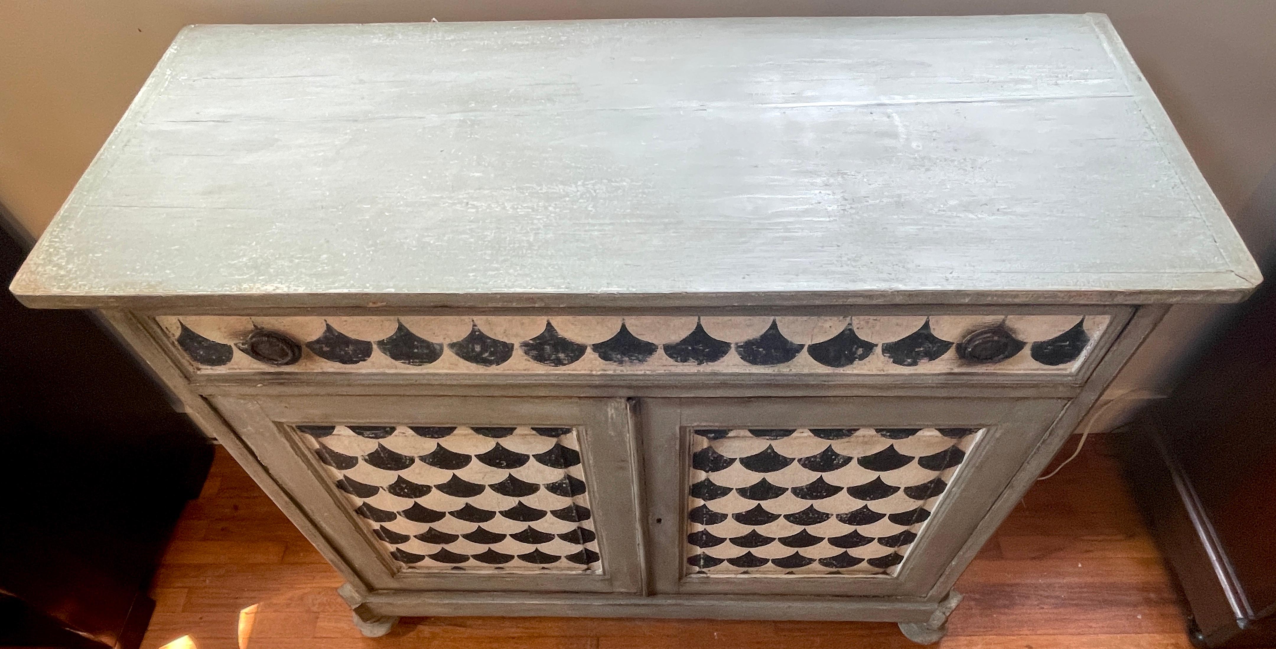 Bronze 18th C Italian Neoclassical Black & White Painted Chest For Sale