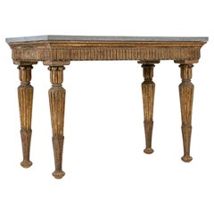18th C Italian Neoclassical Gilt Wood Console with a Gray Marble top