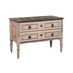 18th C. Italian Neoclassical Two-Drawer Cassettiera w/Faux Marble Painted Top