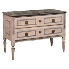 18th C. Italian Neoclassical Two-Drawer Cassettiera w/Faux Marble Painted Top