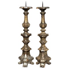 18th C Italian Pricket Candle Holders, a Pair