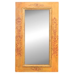 Antique 18th C. Italian Rectangular Mirror with Hand-Painted Wood Surround