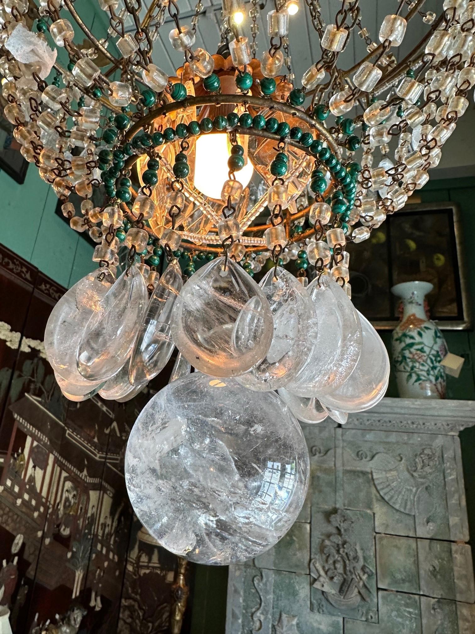 18th C. Italian Rock Crystal 8-Light Chandelier Hanging Ceiling Pendant Light La 4