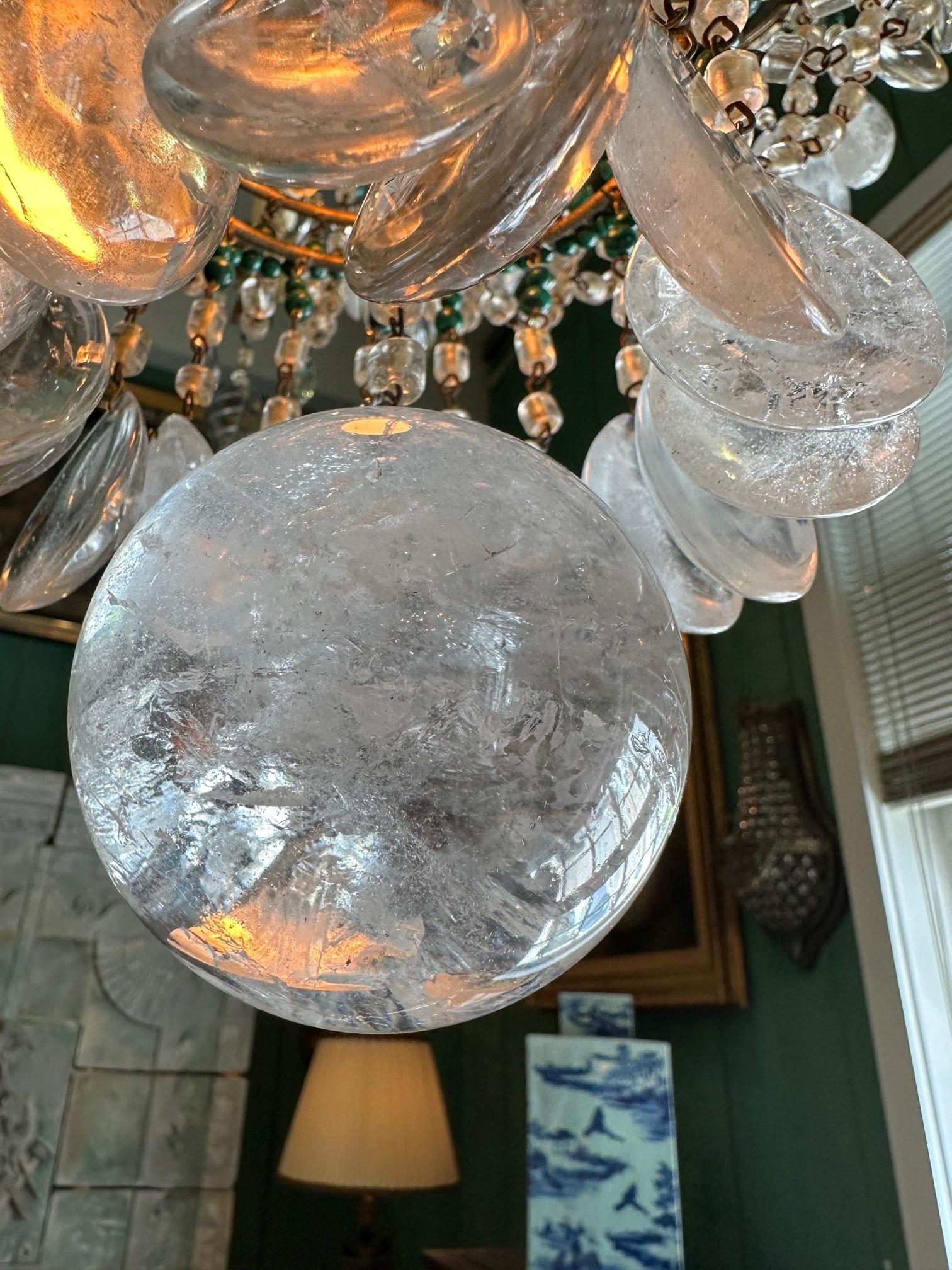 18th C. Italian Rock Crystal 8-Light Chandelier Hanging Ceiling Pendant Light La 3