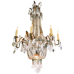 18ème C. Italian Rock Crystal 8-Light Chandelier Hanging Ceiling Suspension Light La