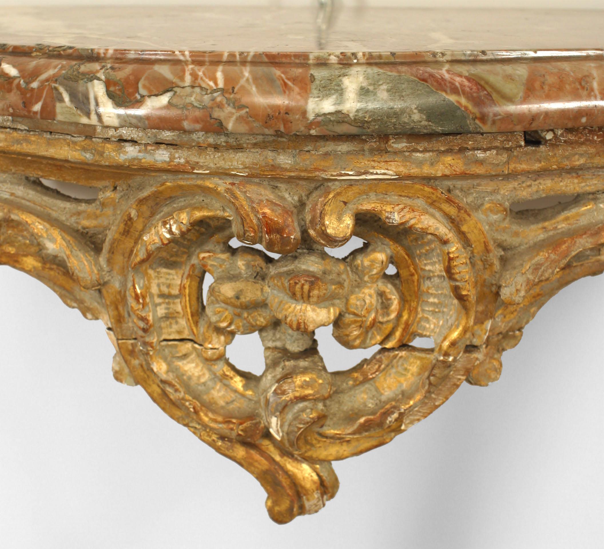 Italian Rococo Brown Marble Console Table In Good Condition For Sale In New York, NY
