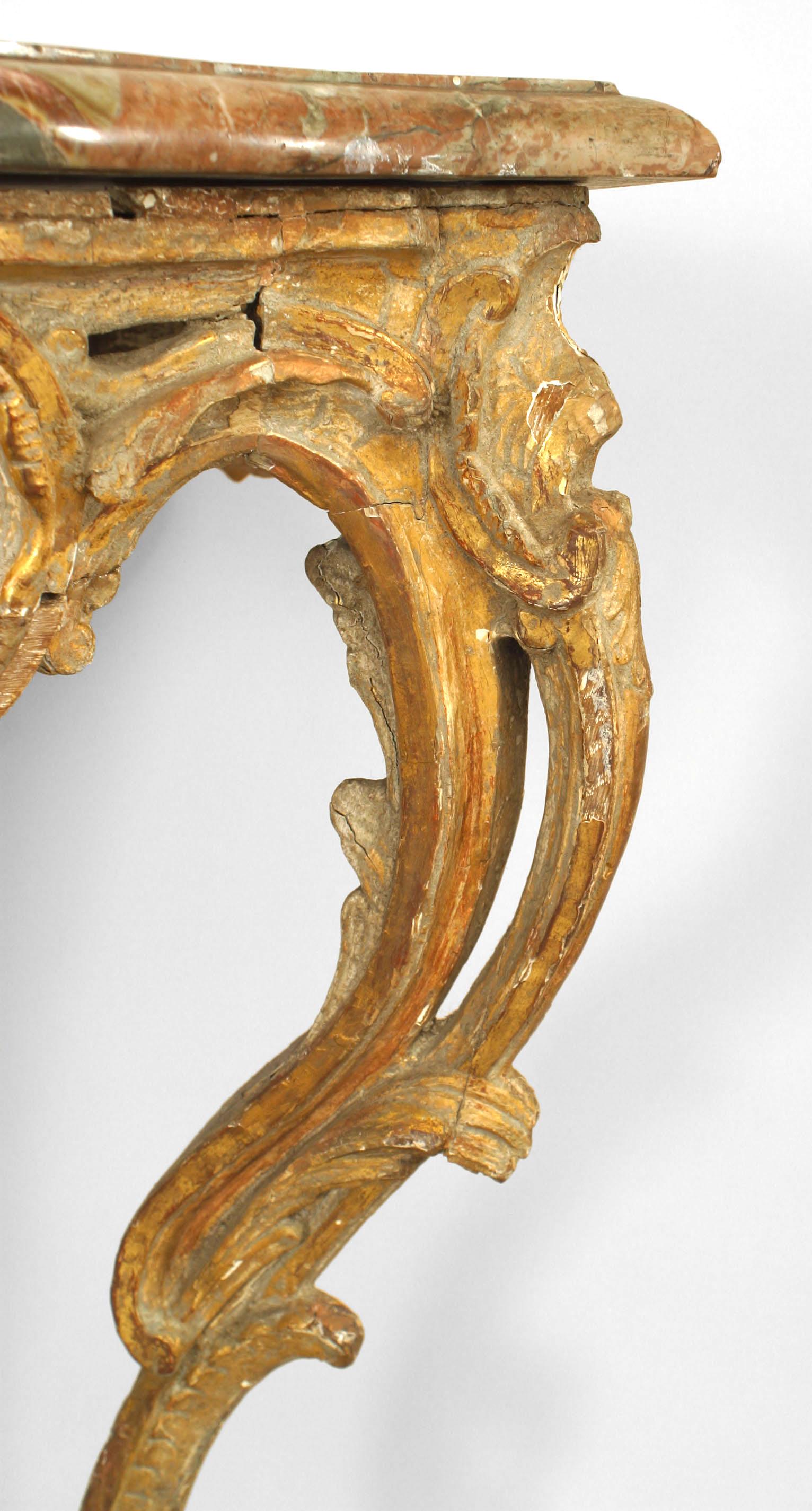 18th Century and Earlier Italian Rococo Brown Marble Console Table For Sale