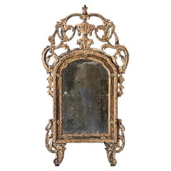 18th C Italian Rococo Paraclose Mirror with Oxidized Mercury Glass