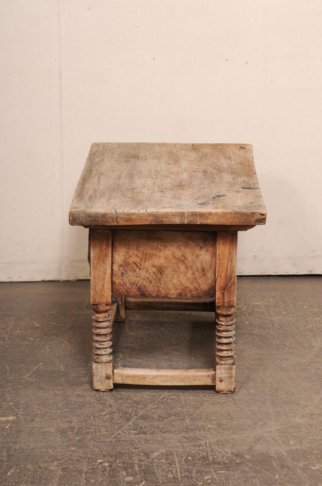 18th C. Italian Rustic Wooden Coffee Table w/Deep Drawer For Sale 6