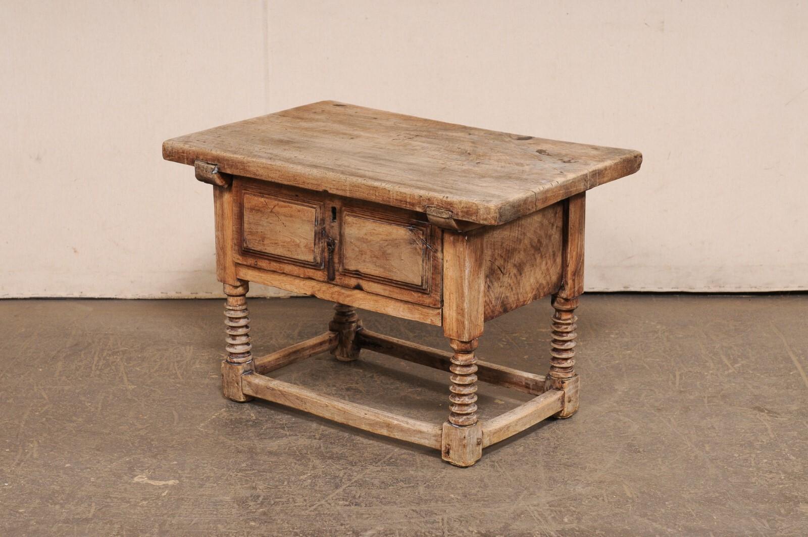 18th C. Italian Rustic Wooden Coffee Table w/Deep Drawer For Sale 7
