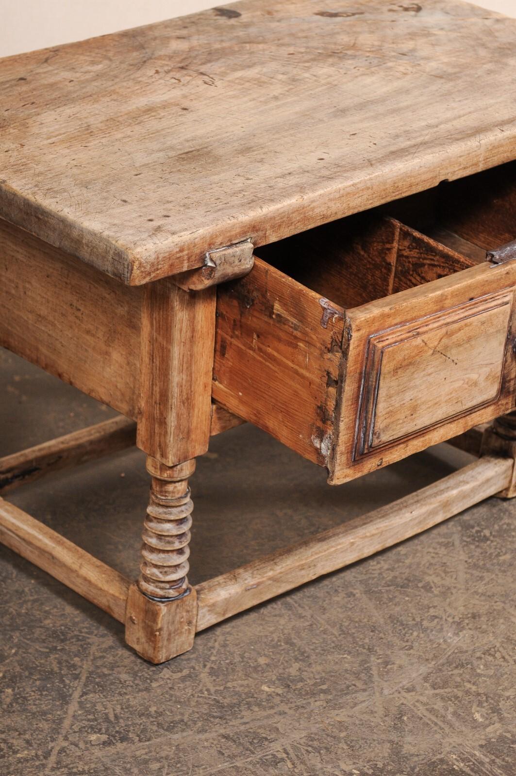 18th Century and Earlier 18th C. Italian Rustic Wooden Coffee Table w/Deep Drawer For Sale