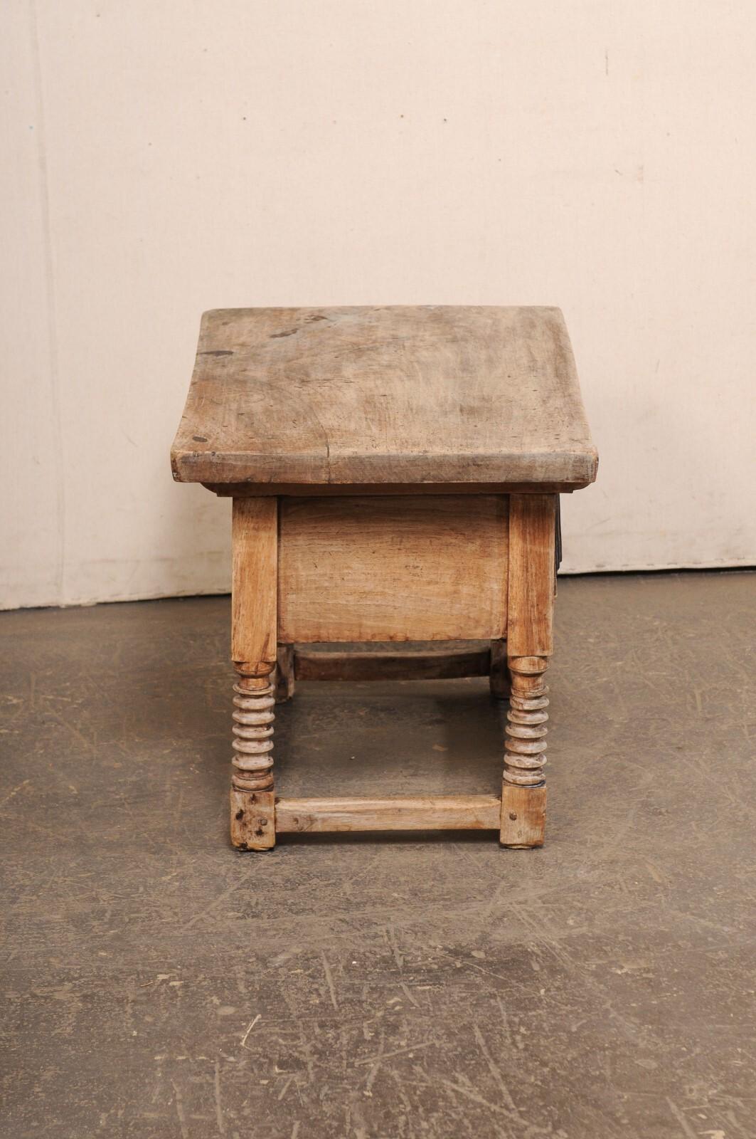 18th C. Italian Rustic Wooden Coffee Table w/Deep Drawer For Sale 2