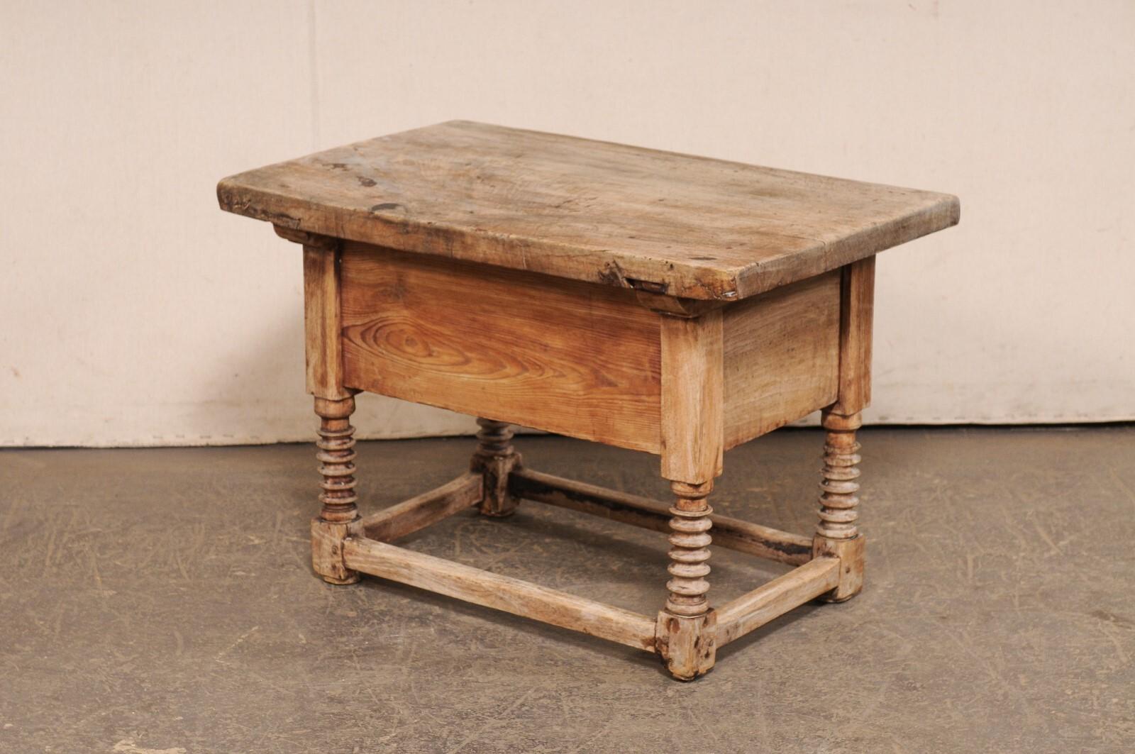 18th C. Italian Rustic Wooden Coffee Table w/Deep Drawer For Sale 3
