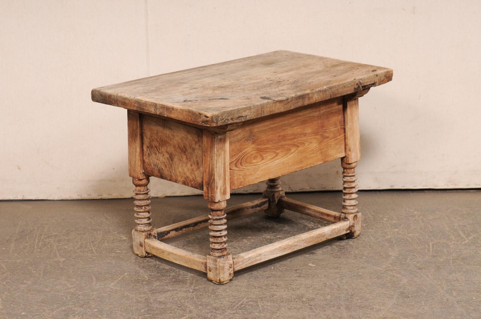 18th C. Italian Rustic Wooden Coffee Table w/Deep Drawer For Sale 5