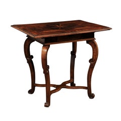 18th C. Italian Side Table w/ Inlay Veneers & Star Accent on Top