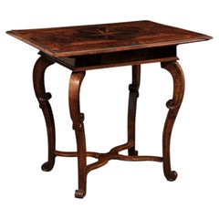 18th C. Italian Side Table w/ Inlay Veneers & Star Accent on Top