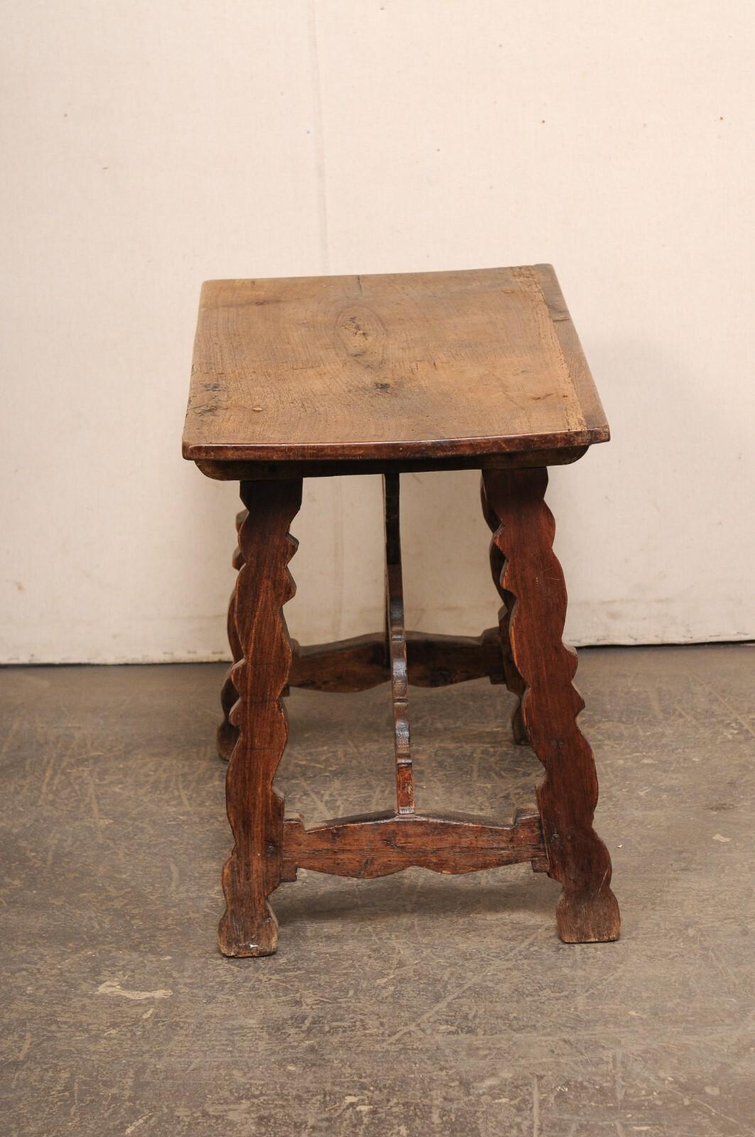 18th C. Italian Smaller-Sized Wooden Table w/Trestle Legs & X-Stretcher For Sale 6