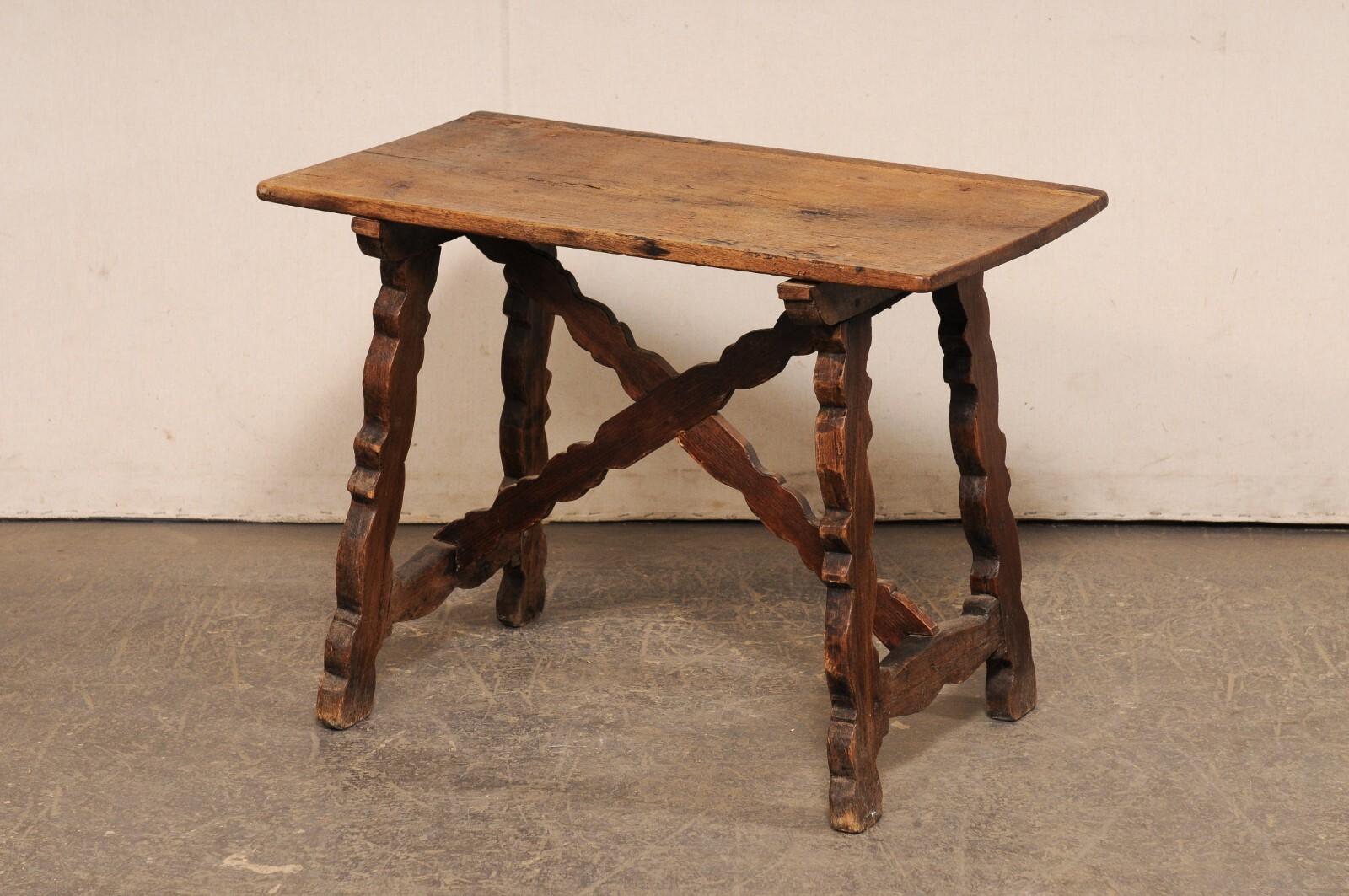 18th C. Italian Smaller-Sized Wooden Table w/Trestle Legs & X-Stretcher For Sale 7
