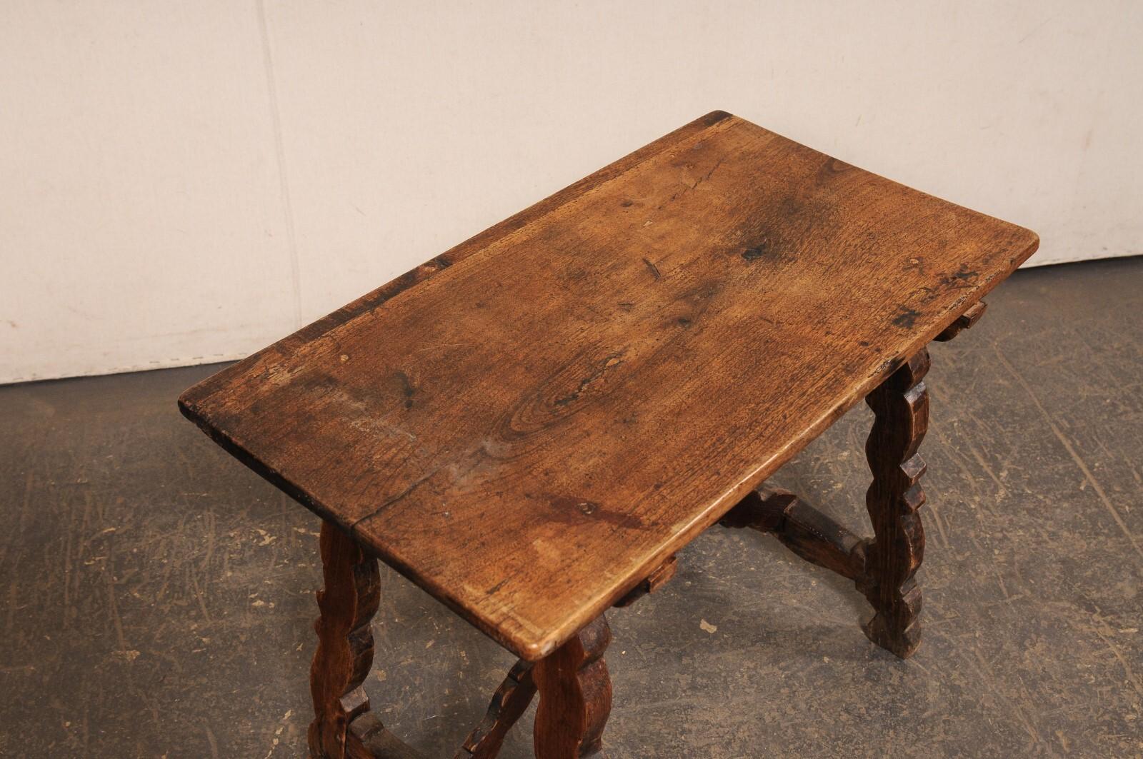 18th Century and Earlier 18th C. Italian Smaller-Sized Wooden Table w/Trestle Legs & X-Stretcher For Sale
