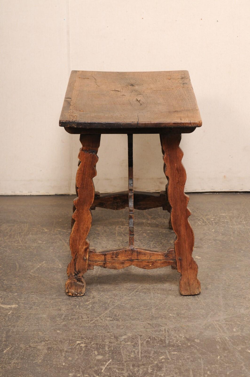 18th C. Italian Smaller-Sized Wooden Table w/Trestle Legs & X-Stretcher For Sale 1