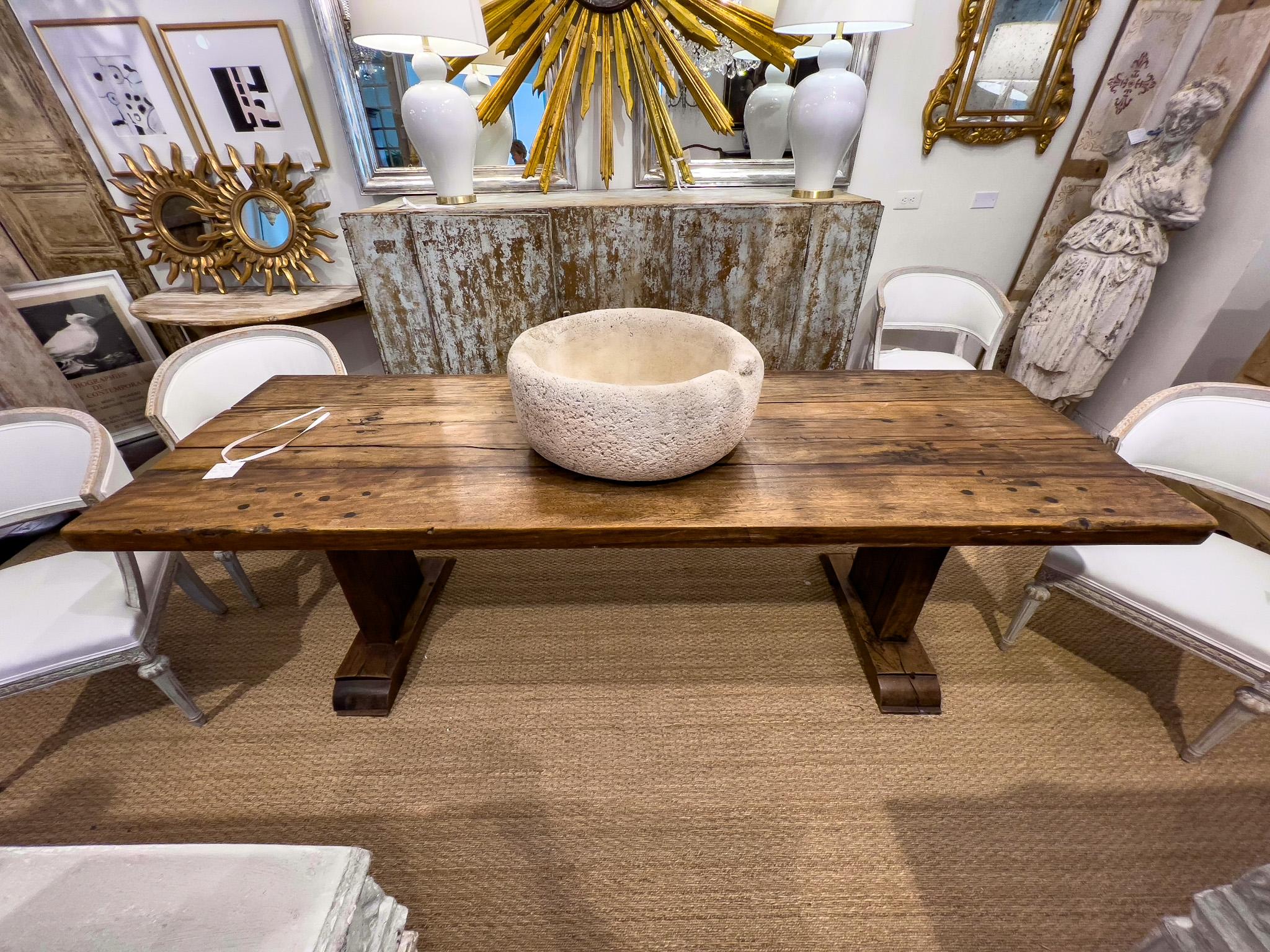 18th c Italian table all original. Very sturdy and ready to make a statement purchased in the South of France on a buying trip. This table is timeless and never goes out of style.