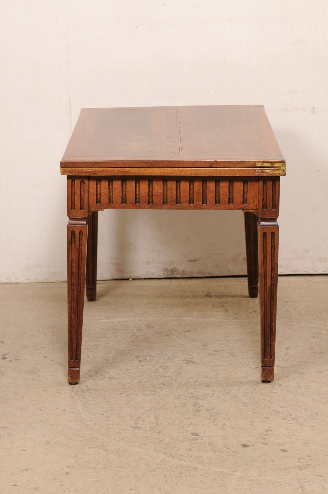 18th Century and Earlier 18th C. Italian Table w/Expandable Top and Flute-Carved Apron & Legs For Sale