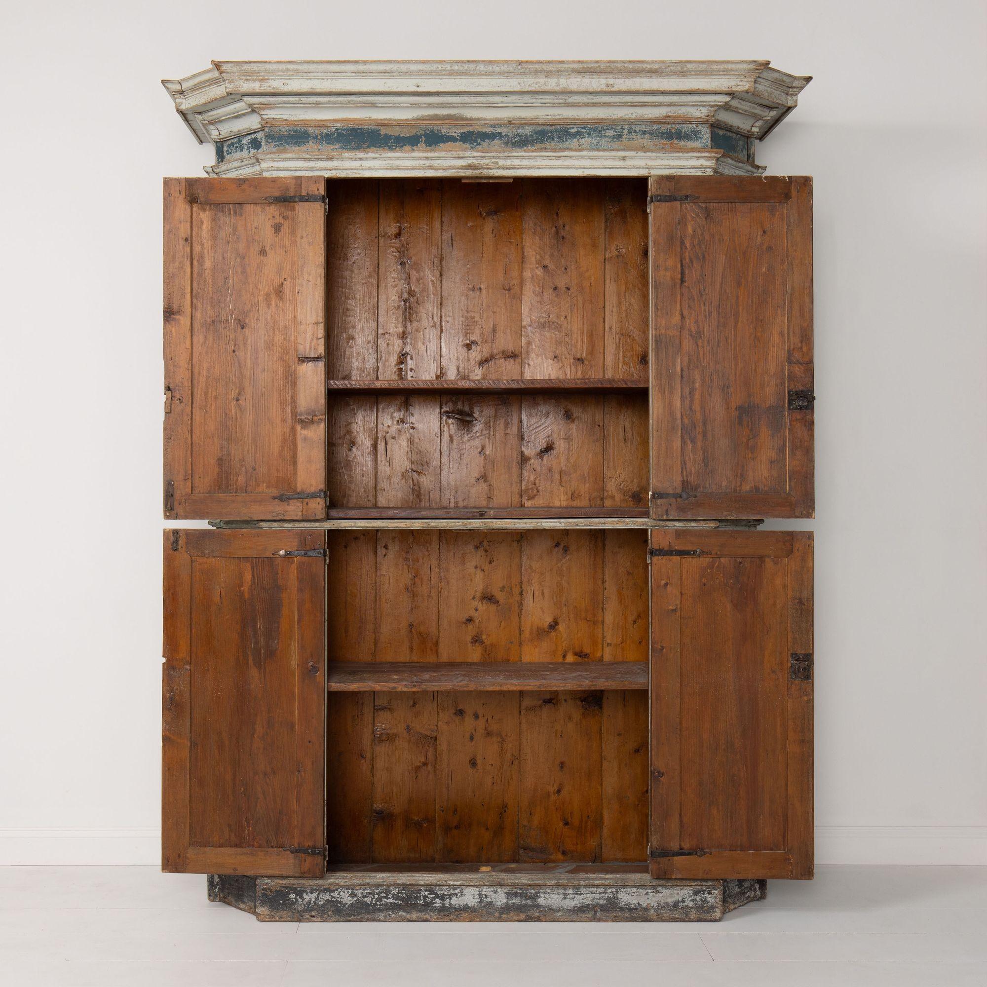 18th c. Italian Tall Two-Part Cabinet in Original Paint 5