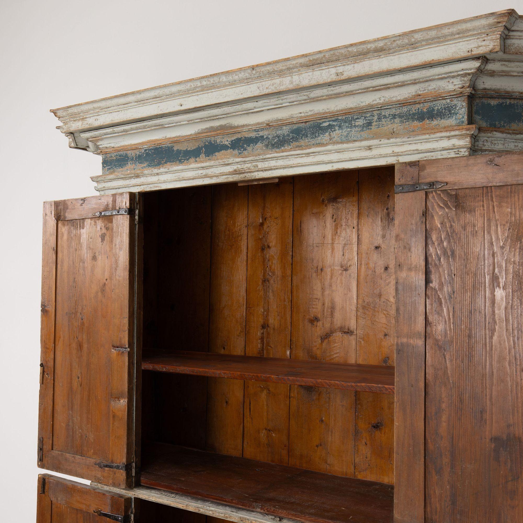 18th c. Italian Tall Two-Part Cabinet in Original Paint 6
