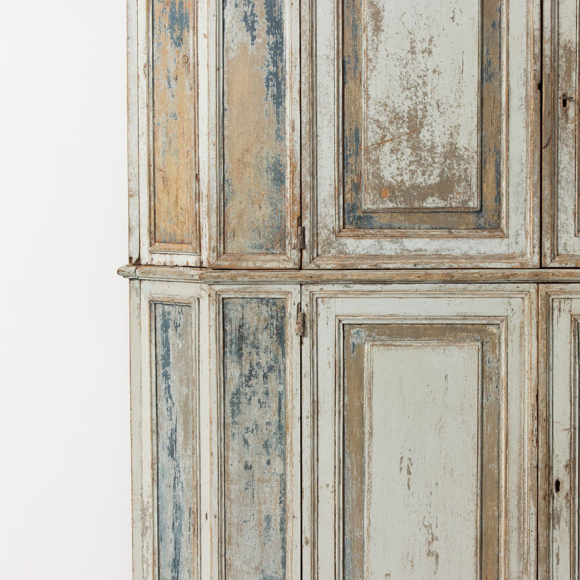 18th c. Italian Tall Two-Part Cabinet in Original Paint 12